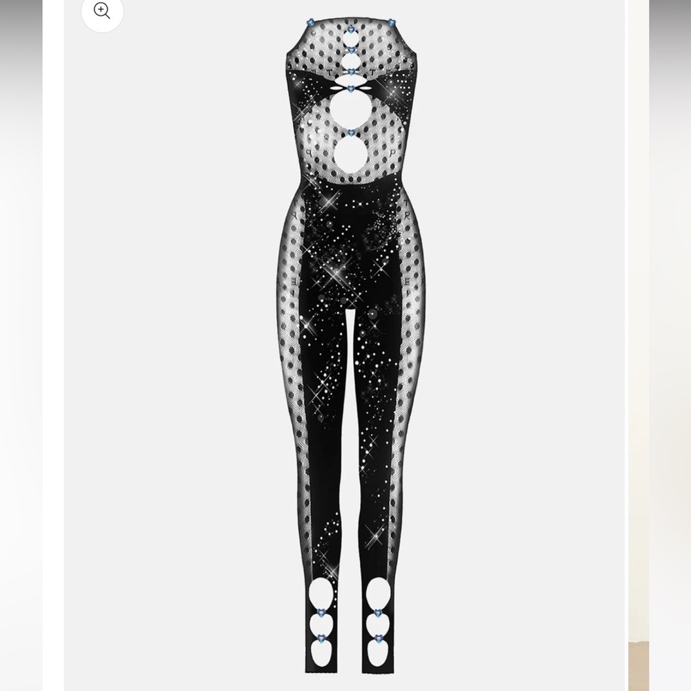 Poster Girl Rhinestoned Janice Jumpsuit Jet Black
